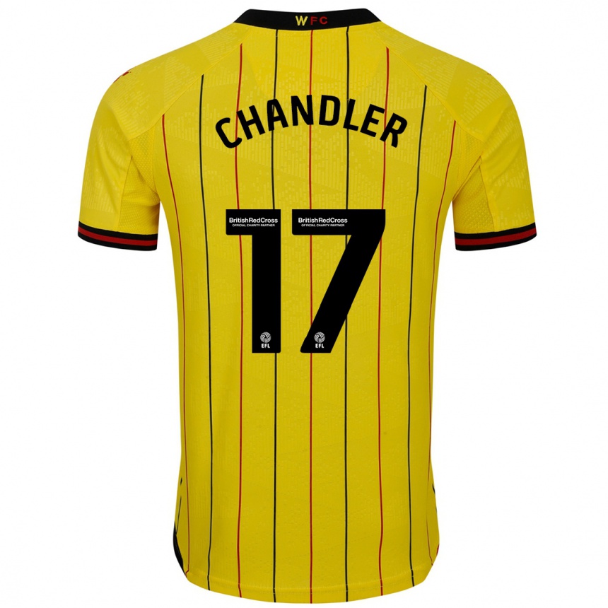 Kids Football Megan Chandler #17 Yellow Black Home Jersey 2024/25 T-Shirt Uk