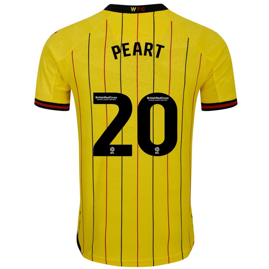 Kids Football Kalani Peart #20 Yellow Black Home Jersey 2024/25 T-Shirt Uk