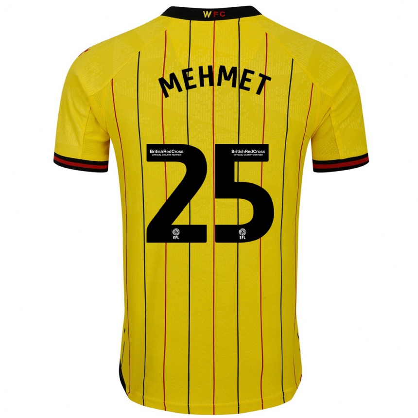 Kids Football Melis Mehmet #25 Yellow Black Home Jersey 2024/25 T-Shirt Uk