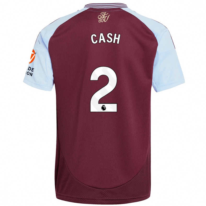 Kids Football Matty Cash #2 Burgundy Sky Blue Home Jersey 2024/25 T-Shirt Uk