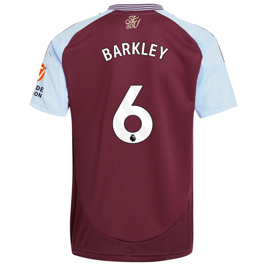 Kids Football Ross Barkley #6 Burgundy Sky Blue Home Jersey 2024/25 T-Shirt Uk