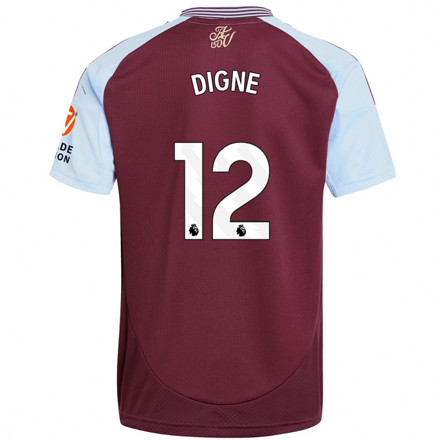 Kids Football Lucas Digne #12 Burgundy Sky Blue Home Jersey 2024/25 T-Shirt Uk