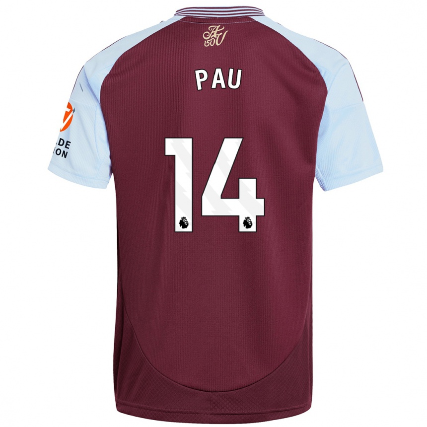 Kids Football Pau Torres #14 Burgundy Sky Blue Home Jersey 2024/25 T-Shirt Uk