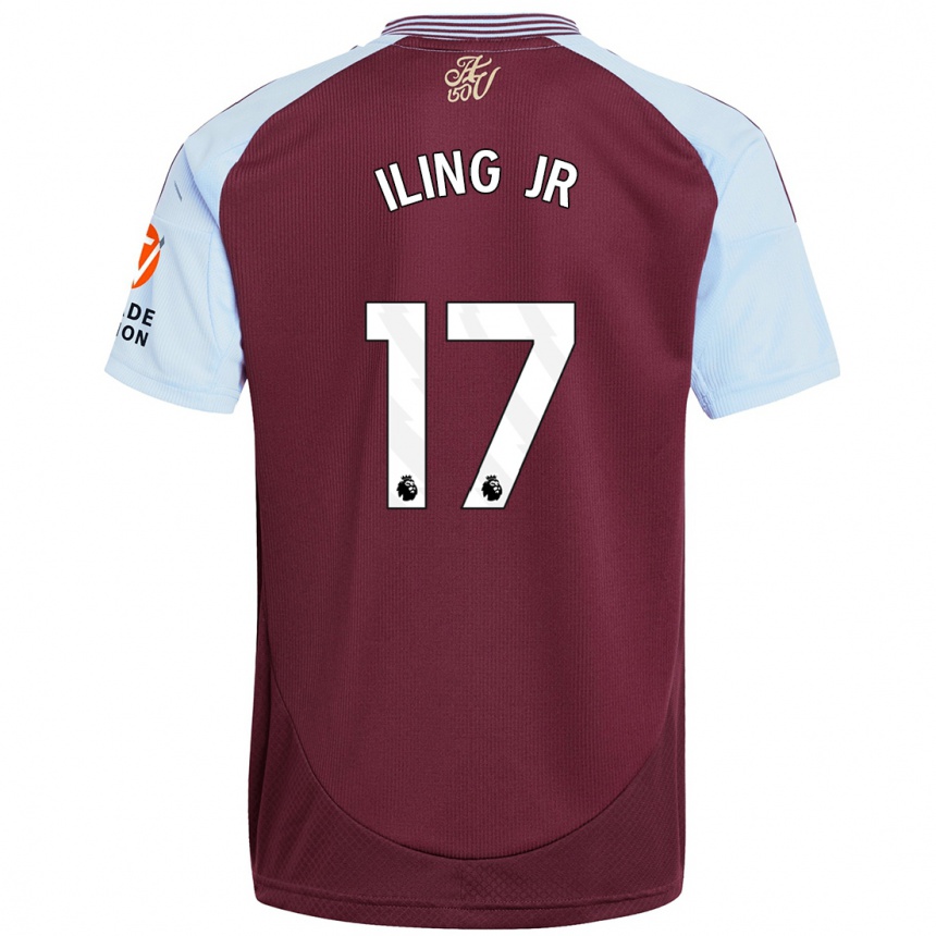 Kids Football Samuel Iling-Junior #17 Burgundy Sky Blue Home Jersey 2024/25 T-Shirt Uk