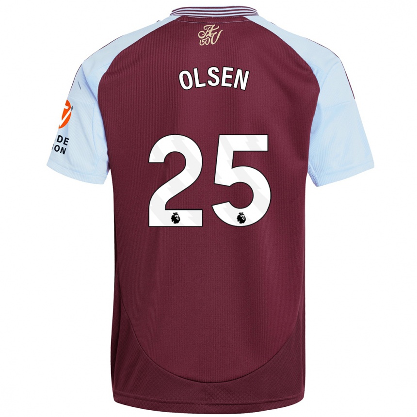 Kids Football Robin Olsen #25 Burgundy Sky Blue Home Jersey 2024/25 T-Shirt Uk