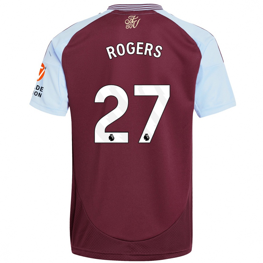 Kids Football Morgan Rogers #27 Burgundy Sky Blue Home Jersey 2024/25 T-Shirt Uk