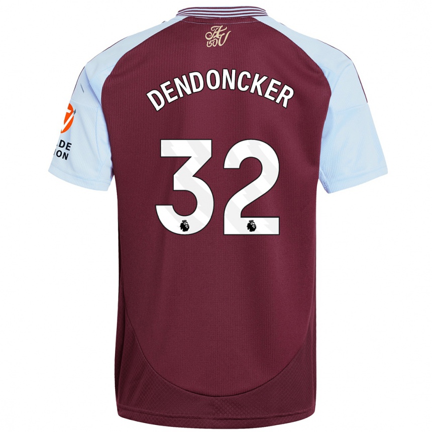 Kids Football Leander Dendoncker #32 Burgundy Sky Blue Home Jersey 2024/25 T-Shirt Uk