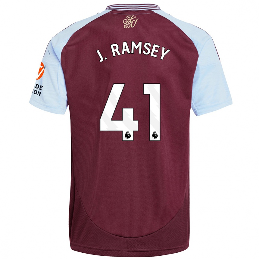 Kids Football Jacob Ramsey #41 Burgundy Sky Blue Home Jersey 2024/25 T-Shirt Uk