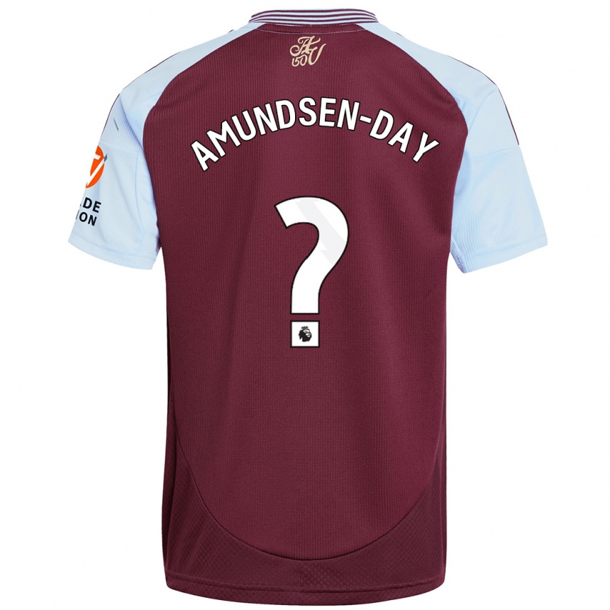 Kids Football Ethan Amundsen-Day #0 Burgundy Sky Blue Home Jersey 2024/25 T-Shirt Uk