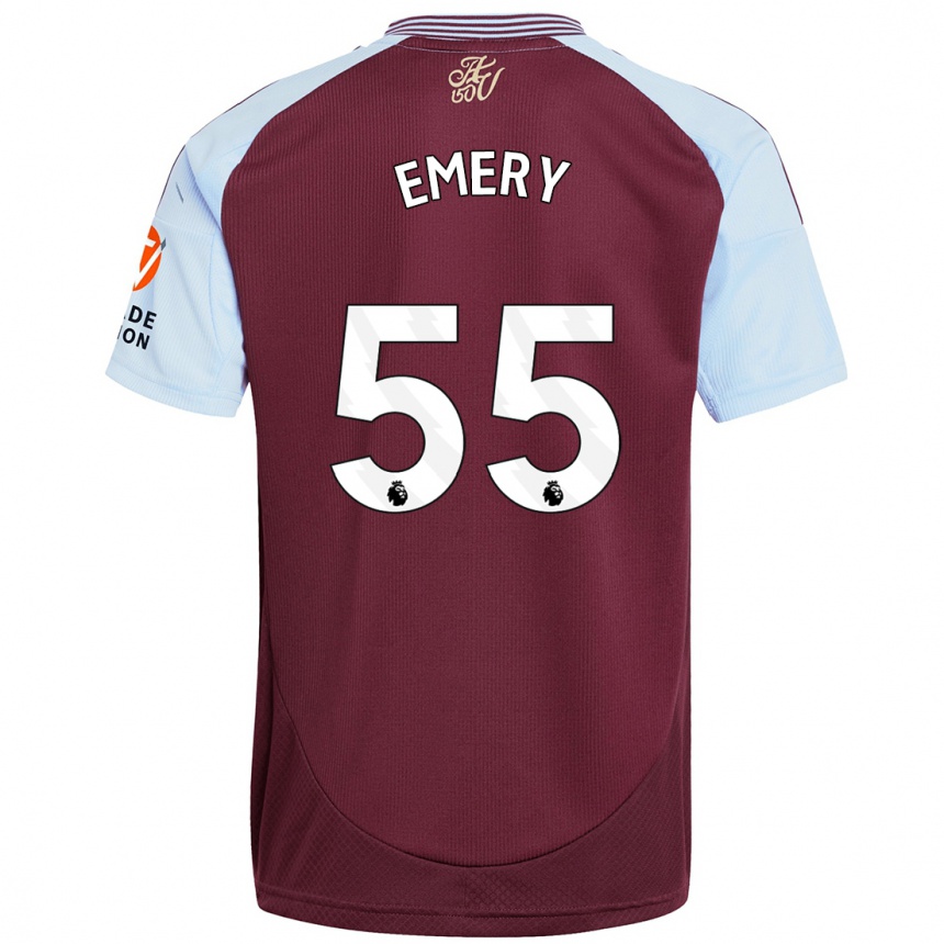 Kids Football Lander Emery #55 Burgundy Sky Blue Home Jersey 2024/25 T-Shirt Uk