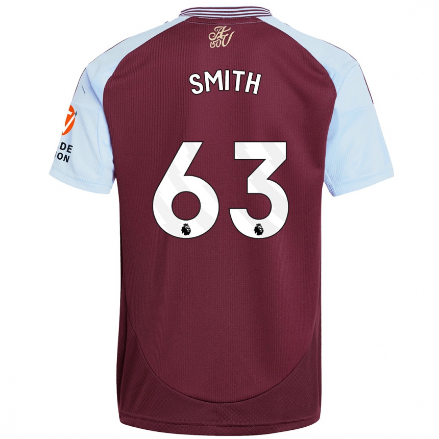 Kids Football Kerr Smith #63 Burgundy Sky Blue Home Jersey 2024/25 T-Shirt Uk