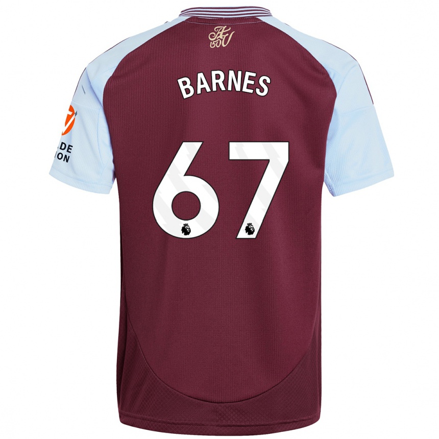 Kids Football Mikell Barnes #67 Burgundy Sky Blue Home Jersey 2024/25 T-Shirt Uk