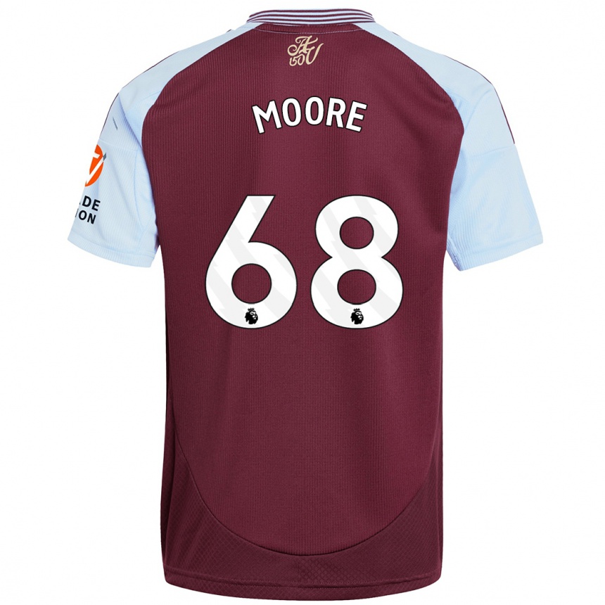 Kids Football Kobei Moore #68 Burgundy Sky Blue Home Jersey 2024/25 T-Shirt Uk