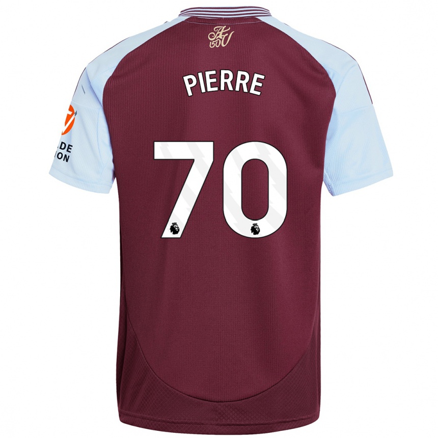 Kids Football Kyrie Pierre #70 Burgundy Sky Blue Home Jersey 2024/25 T-Shirt Uk