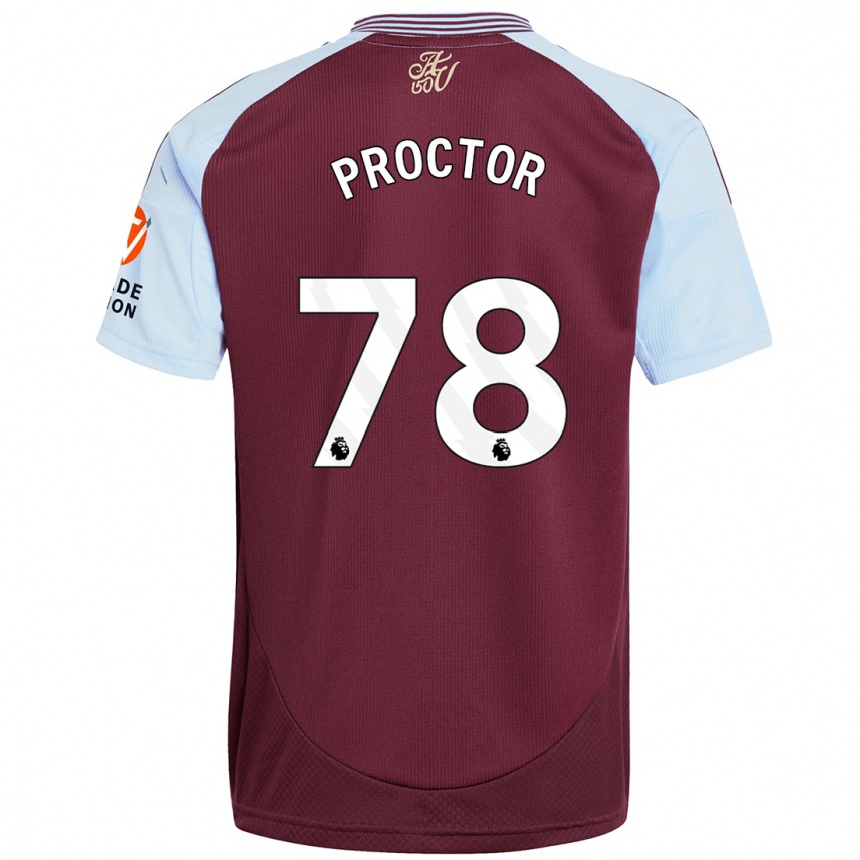 Kids Football Sam Proctor #78 Burgundy Sky Blue Home Jersey 2024/25 T-Shirt Uk