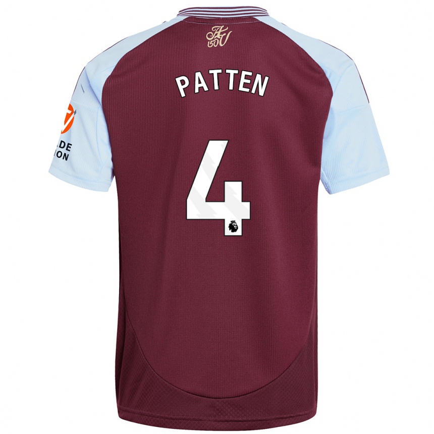 Kids Football Anna Patten #4 Burgundy Sky Blue Home Jersey 2024/25 T-Shirt Uk