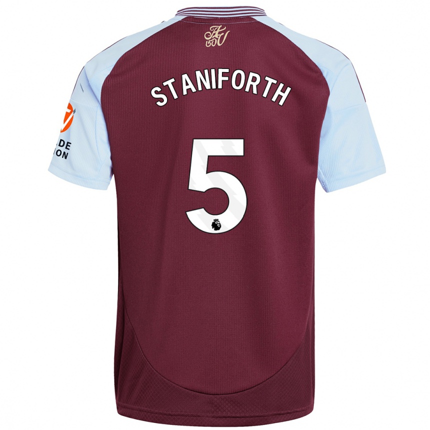 Kids Football Lucy Staniforth #5 Burgundy Sky Blue Home Jersey 2024/25 T-Shirt Uk