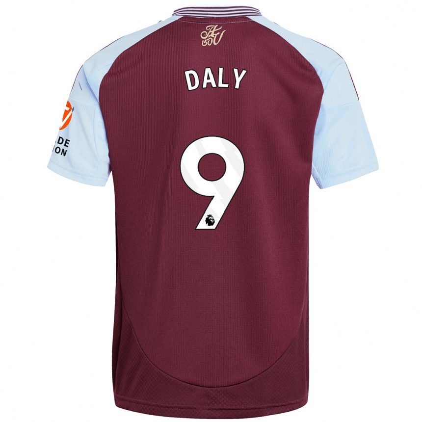 Kids Football Rachel Daly #9 Burgundy Sky Blue Home Jersey 2024/25 T-Shirt Uk