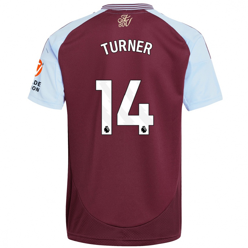 Kids Football Danielle Turner #14 Burgundy Sky Blue Home Jersey 2024/25 T-Shirt Uk