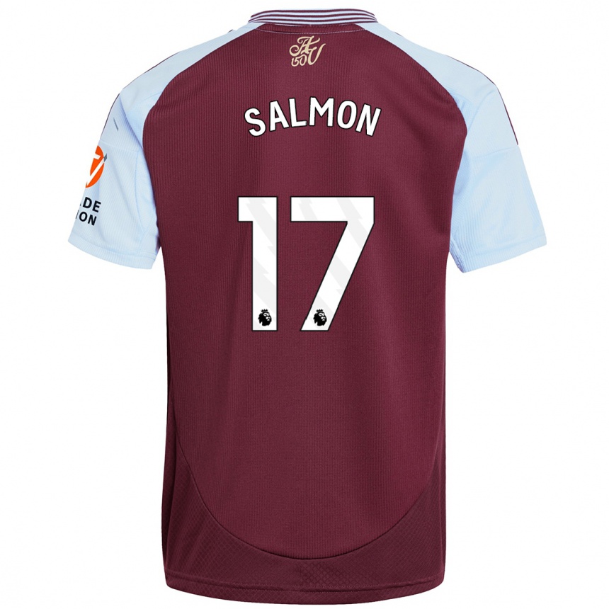 Kids Football Ebony Salmon #17 Burgundy Sky Blue Home Jersey 2024/25 T-Shirt Uk