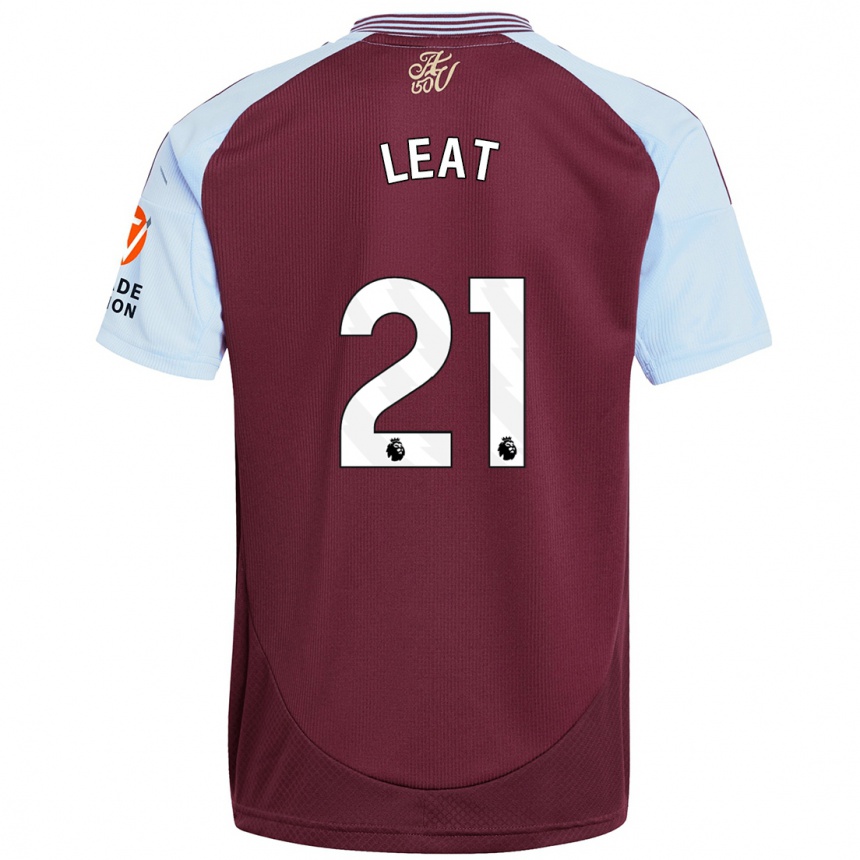 Kids Football Anna Leat #21 Burgundy Sky Blue Home Jersey 2024/25 T-Shirt Uk