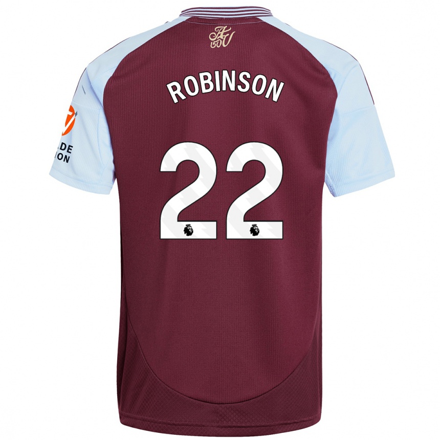 Kids Football Katie Robinson #22 Burgundy Sky Blue Home Jersey 2024/25 T-Shirt Uk