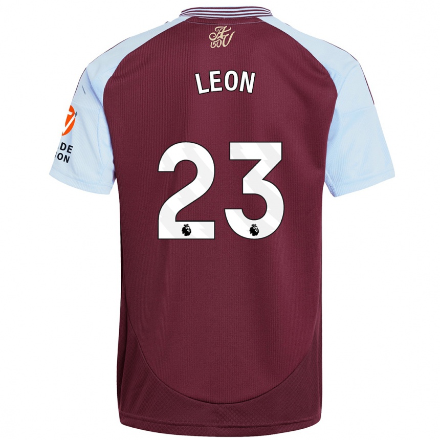 Kids Football Adriana Leon #23 Burgundy Sky Blue Home Jersey 2024/25 T-Shirt Uk