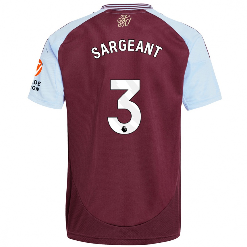 Kids Football Meaghan Sargeant #3 Burgundy Sky Blue Home Jersey 2024/25 T-Shirt Uk