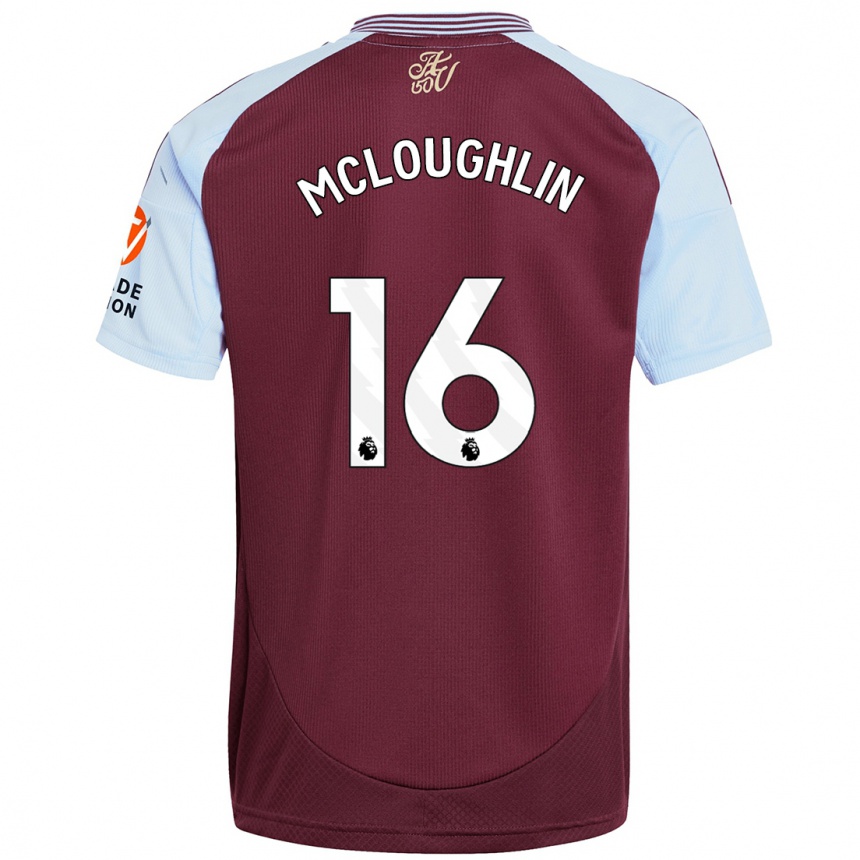 Kids Football Olivia Mcloughlin #16 Burgundy Sky Blue Home Jersey 2024/25 T-Shirt Uk