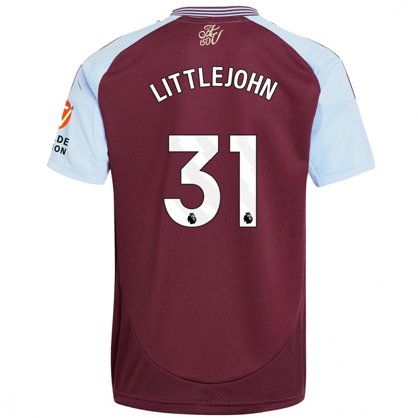 Kids Football Ruesha Littlejohn #31 Burgundy Sky Blue Home Jersey 2024/25 T-Shirt Uk