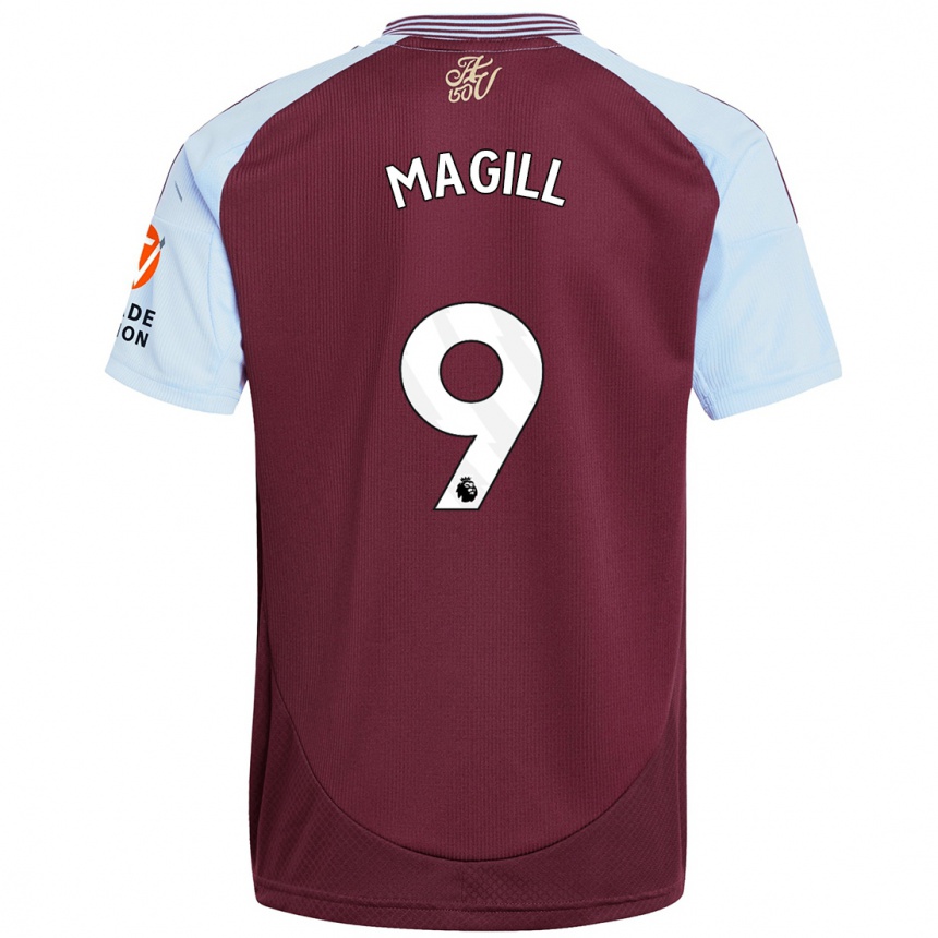 Kids Football Simone Magill #9 Burgundy Sky Blue Home Jersey 2024/25 T-Shirt Uk