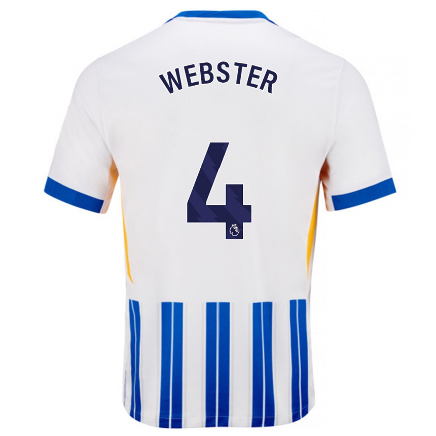 Kids Football Adam Webster #4 White Blue Pinstripes Home Jersey 2024/25 T-Shirt Uk