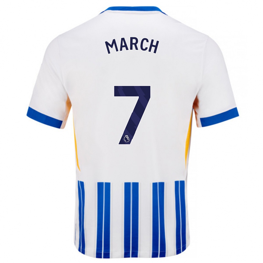 Kids Football Solly March #7 White Blue Pinstripes Home Jersey 2024/25 T-Shirt Uk