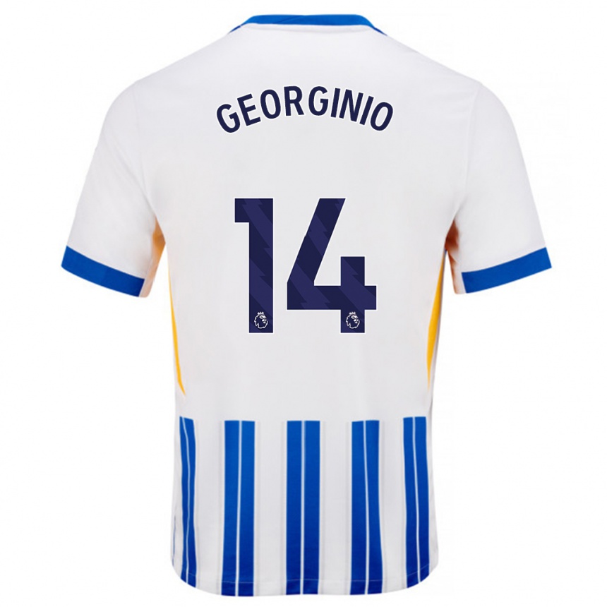 Kids Football Georginio Rutter #14 White Blue Pinstripes Home Jersey 2024/25 T-Shirt Uk