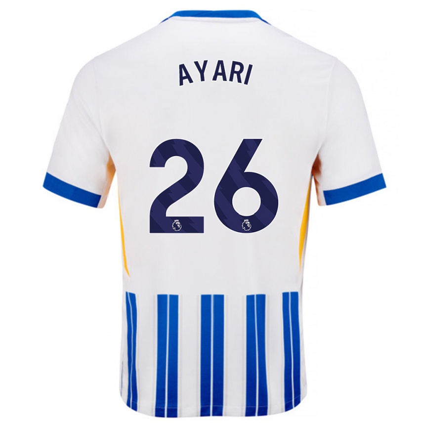 Kids Football Yasin Ayari #26 White Blue Pinstripes Home Jersey 2024/25 T-Shirt Uk