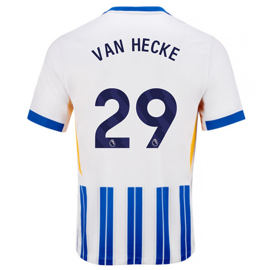 Kids Football Jan Paul Van Hecke #29 White Blue Pinstripes Home Jersey 2024/25 T-Shirt Uk