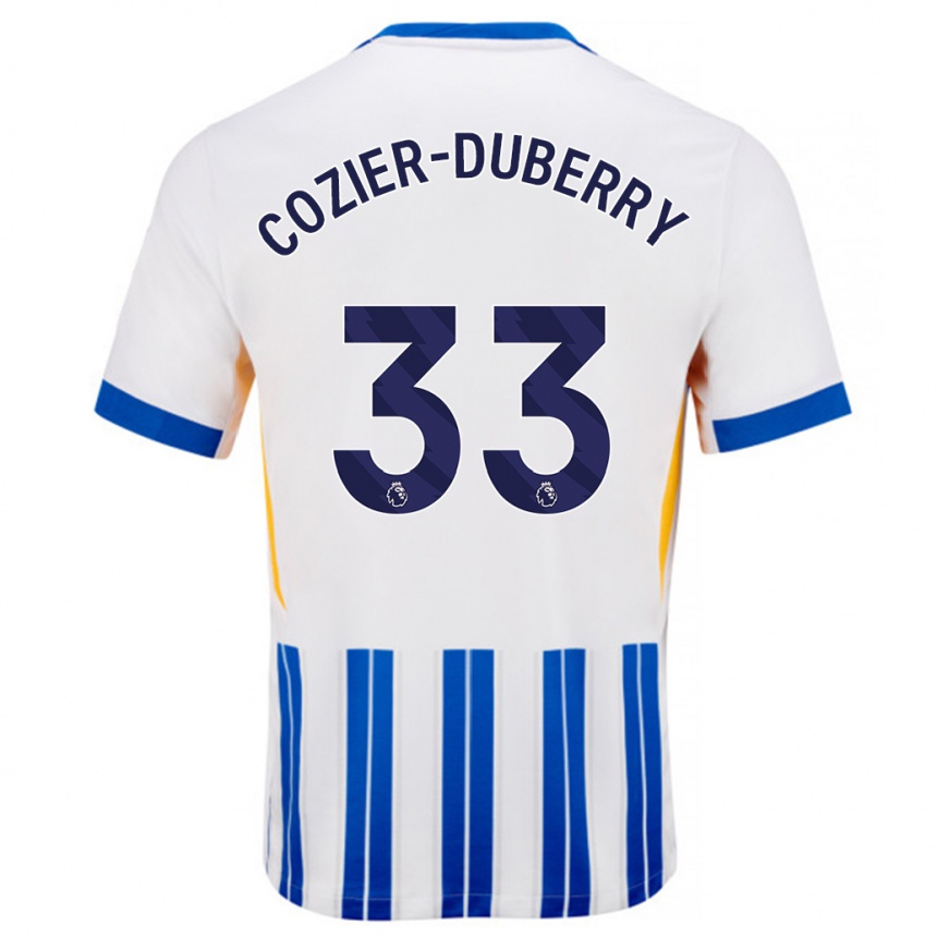 Kids Football Amario Cozier-Duberry #33 White Blue Pinstripes Home Jersey 2024/25 T-Shirt Uk