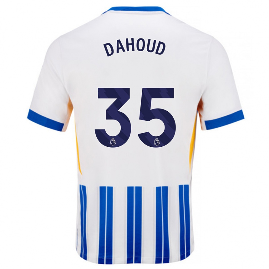 Kids Football Mahmoud Dahoud #35 White Blue Pinstripes Home Jersey 2024/25 T-Shirt Uk