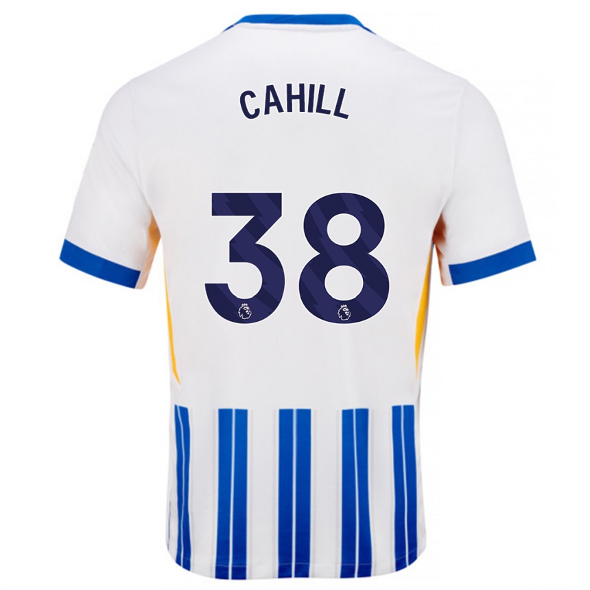 Kids Football Killian Cahill #38 White Blue Pinstripes Home Jersey 2024/25 T-Shirt Uk