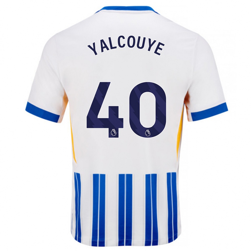 Kids Football Malick Junior Yalcouyé #40 White Blue Pinstripes Home Jersey 2024/25 T-Shirt Uk