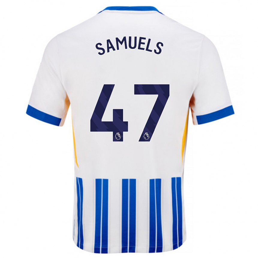 Kids Football Imari Samuels #47 White Blue Pinstripes Home Jersey 2024/25 T-Shirt Uk