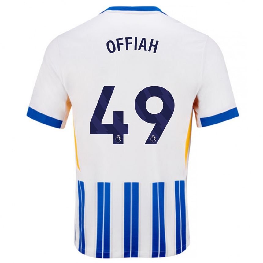 Kids Football Odel Offiah #49 White Blue Pinstripes Home Jersey 2024/25 T-Shirt Uk