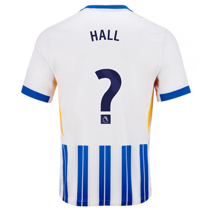 Kids Football Steven Hall #0 White Blue Pinstripes Home Jersey 2024/25 T-Shirt Uk