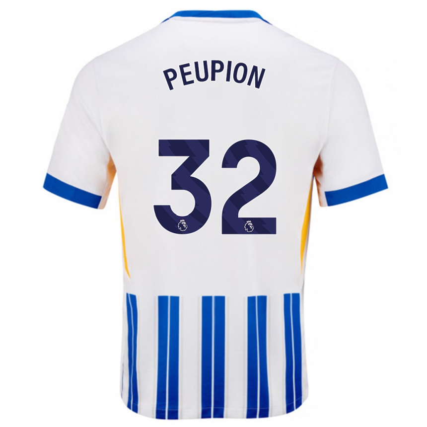 Kids Football Cameron Peupion #32 White Blue Pinstripes Home Jersey 2024/25 T-Shirt Uk