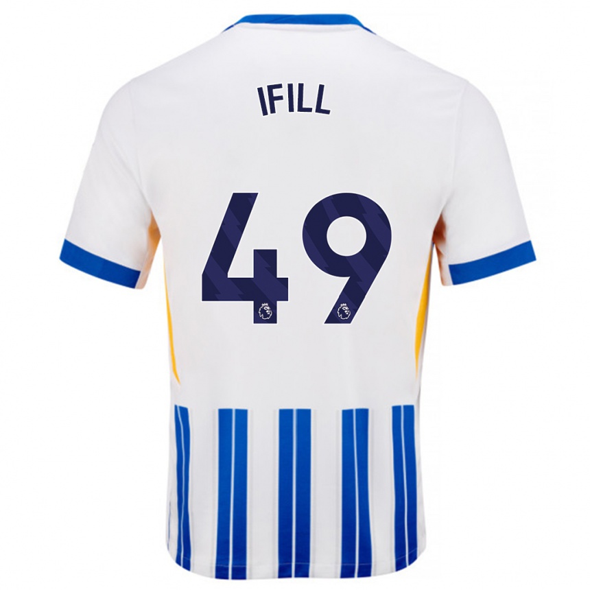 Kids Football Marcus Ifill #49 White Blue Pinstripes Home Jersey 2024/25 T-Shirt Uk