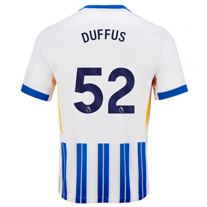 Kids Football Josh Duffus #52 White Blue Pinstripes Home Jersey 2024/25 T-Shirt Uk