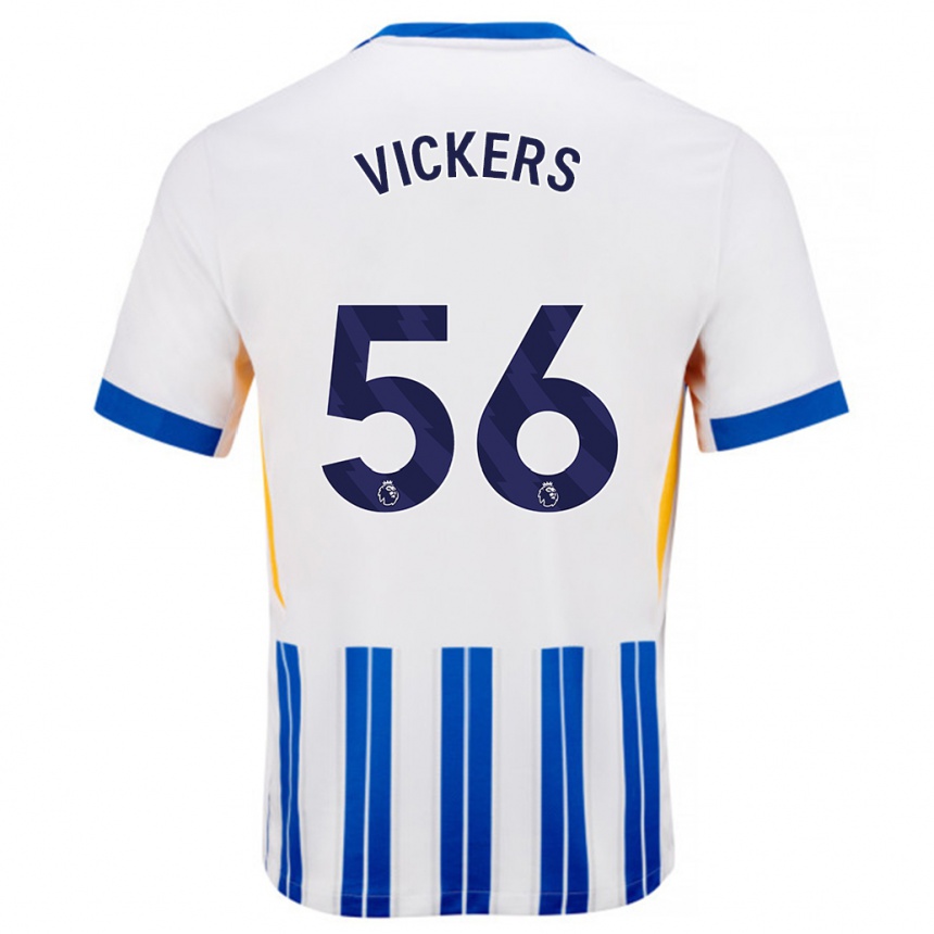 Kids Football Caylan Vickers #56 White Blue Pinstripes Home Jersey 2024/25 T-Shirt Uk