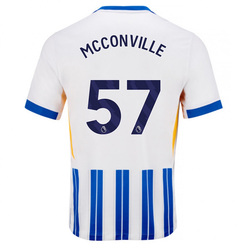 Kids Football Ruairi Mcconville #57 White Blue Pinstripes Home Jersey 2024/25 T-Shirt Uk