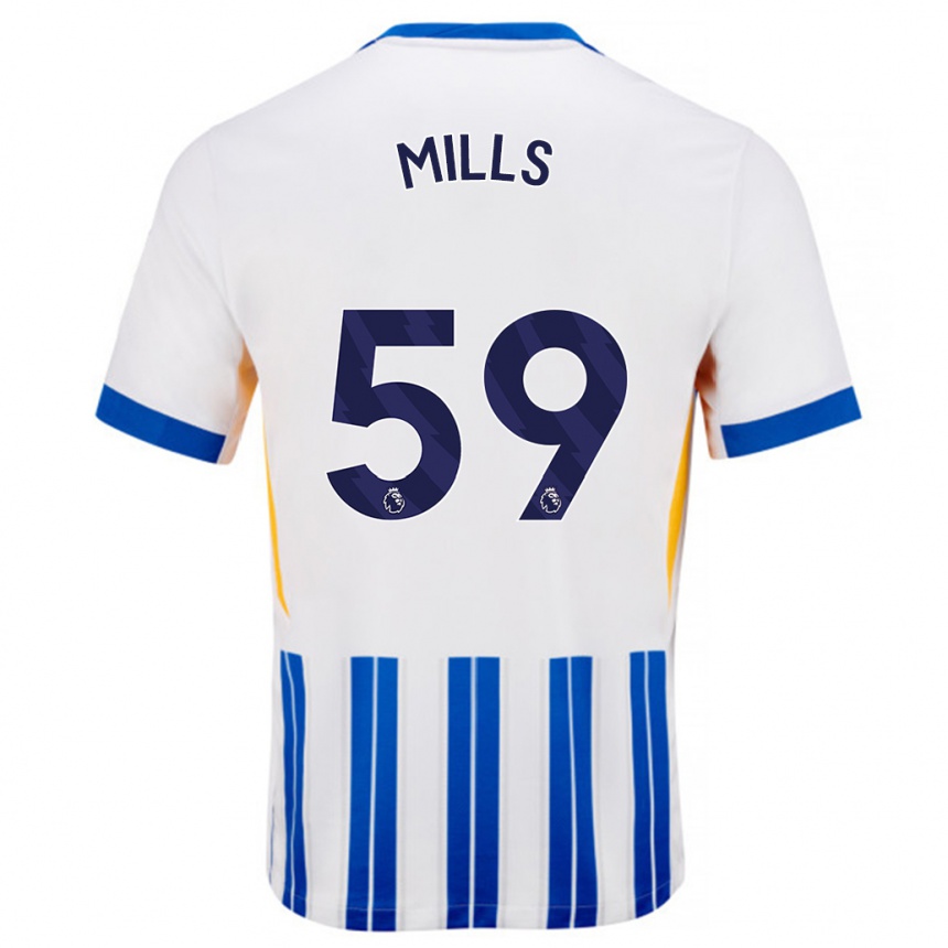 Kids Football Harry Mills #59 White Blue Pinstripes Home Jersey 2024/25 T-Shirt Uk