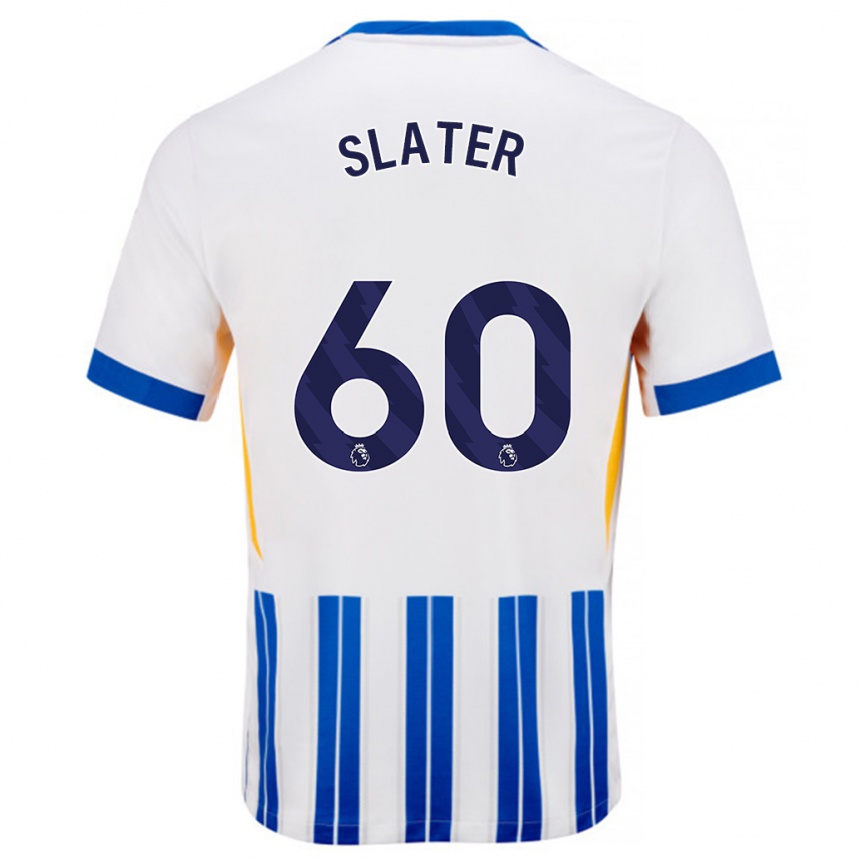 Kids Football Jacob Slater #60 White Blue Pinstripes Home Jersey 2024/25 T-Shirt Uk